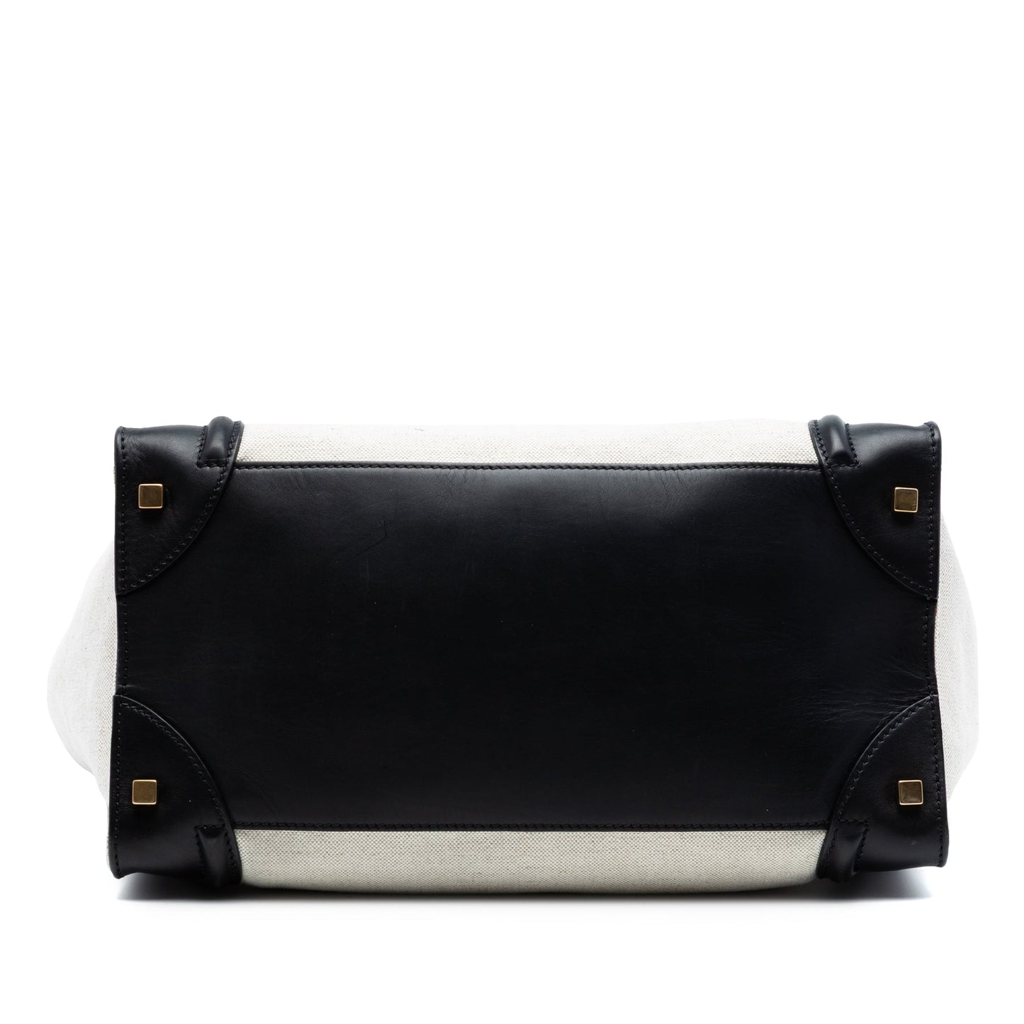 Celine Mini Bicolor Canvas and Leather Luggage Tote