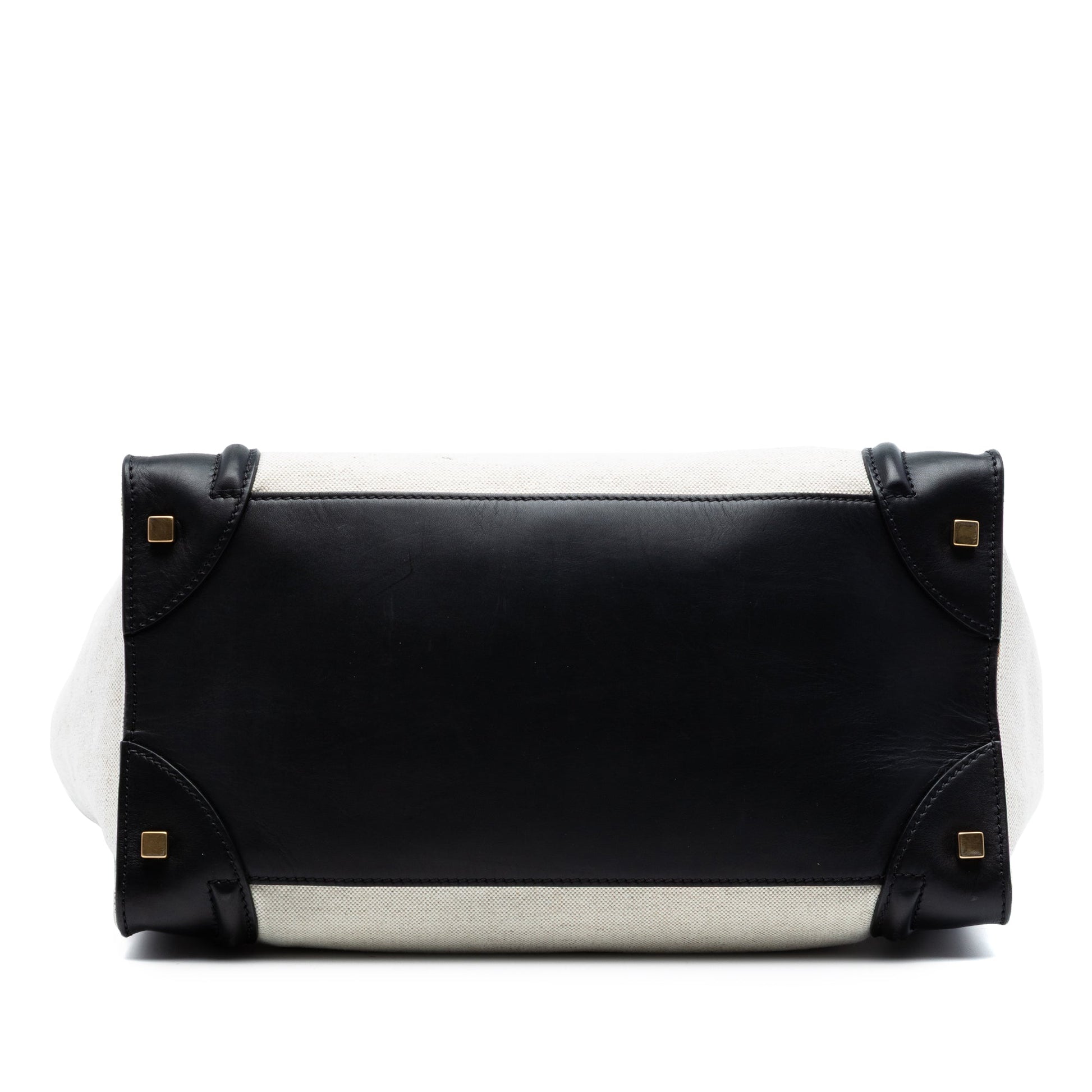 Celine Mini Bicolor Canvas and Leather Luggage Tote