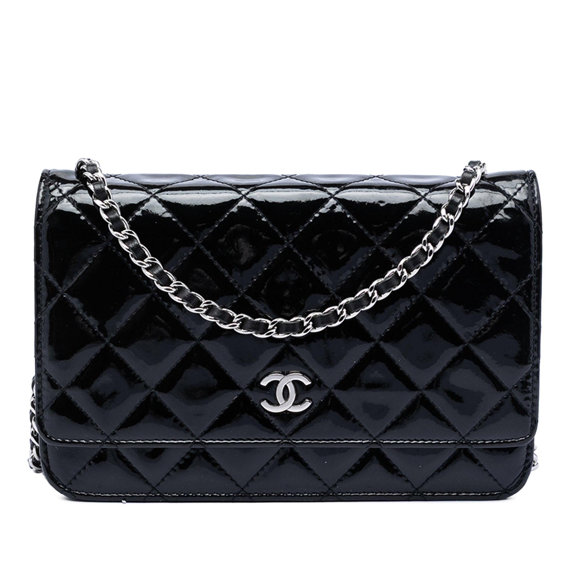 Chanel CC Quilted Patent Wallet On Chain