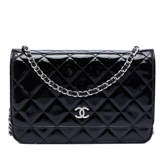 Chanel CC Quilted Patent Wallet On Chain