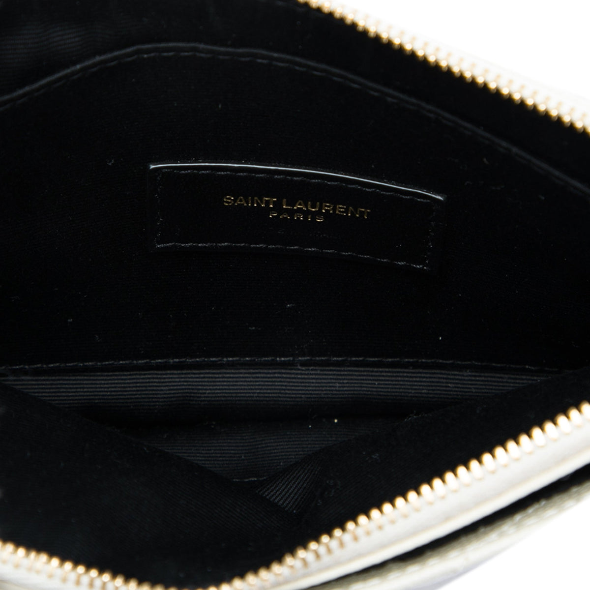Saint Laurent Grain De Poudre Chevron Monogram Bill Pouch
