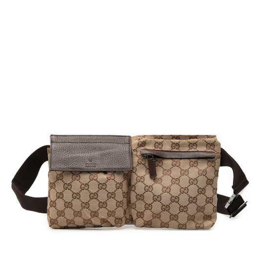 Gucci GG Canvas Double Pocket Belt Bag