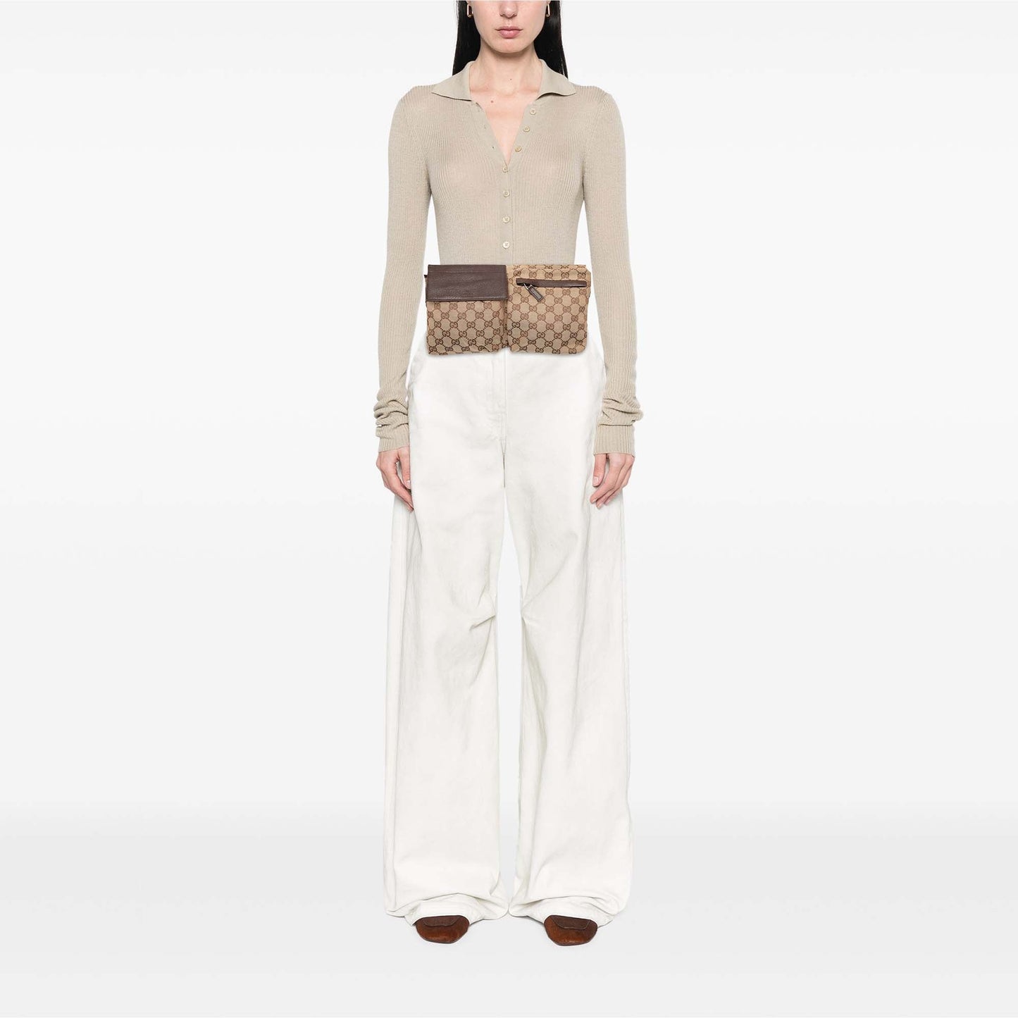 Gucci GG Canvas Double Pocket Belt Bag