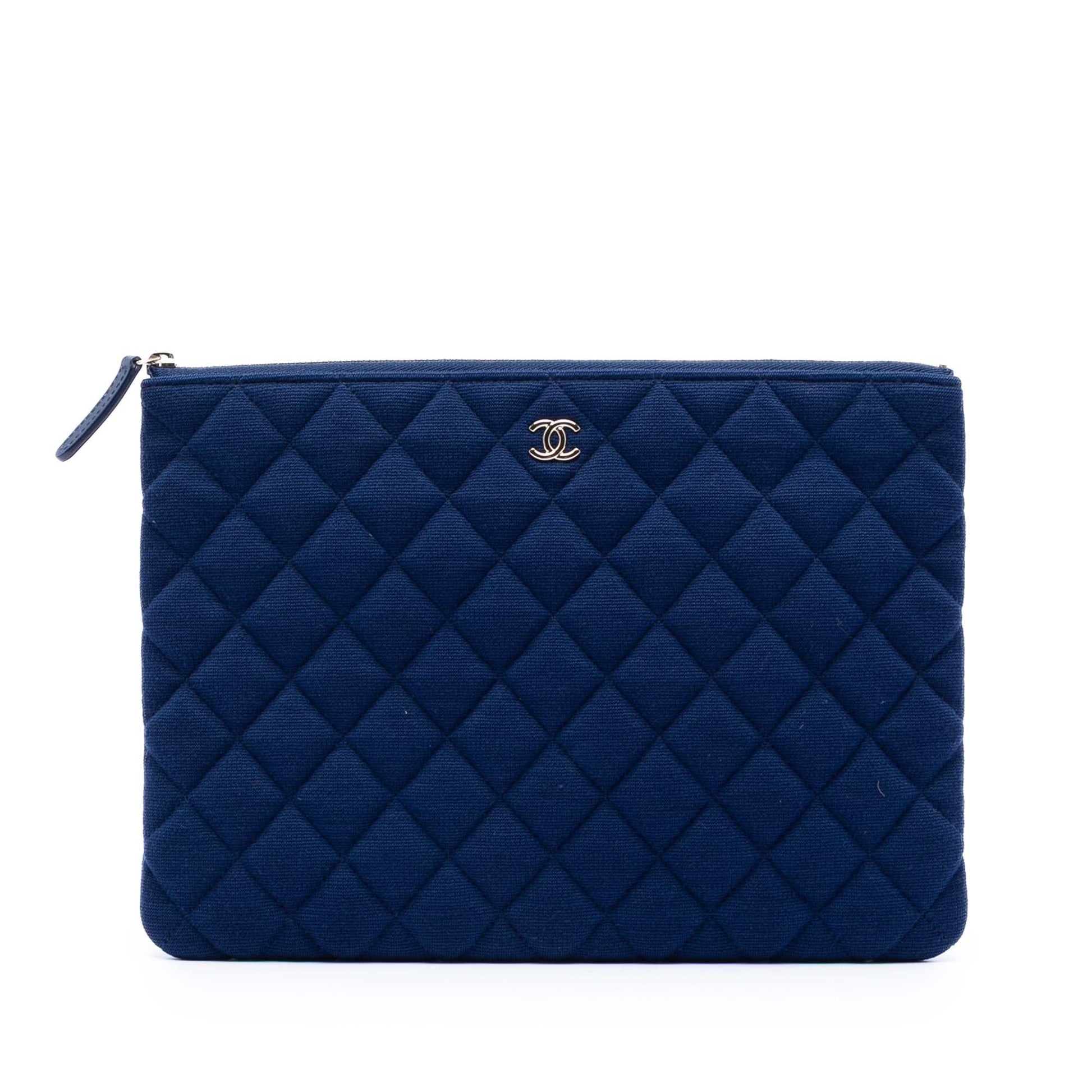 Chanel Medium Quilted Jersey O Case Clutch