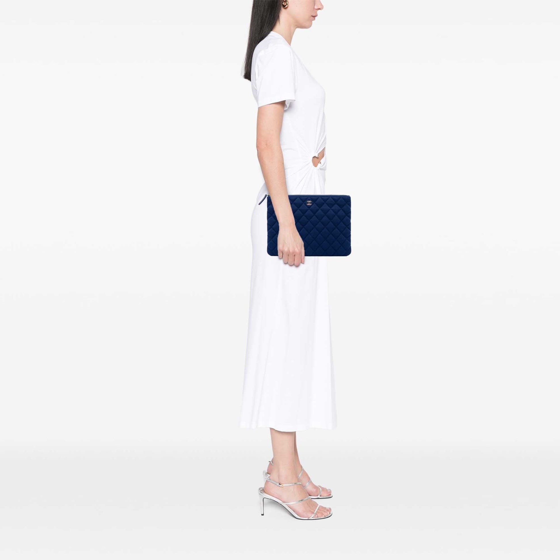 Chanel Medium Quilted Jersey O Case Clutch