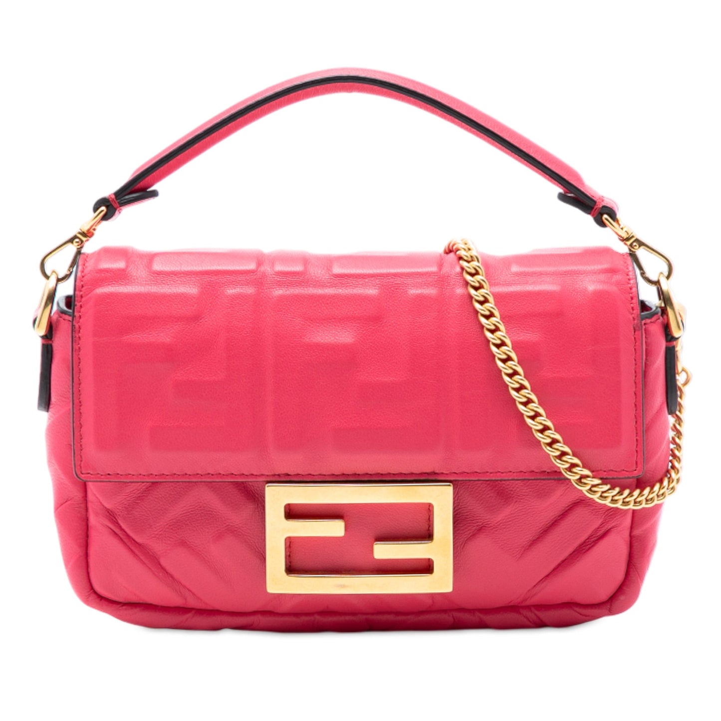 Fendi Mini Zucca Embossed Leather Baguette Satchel