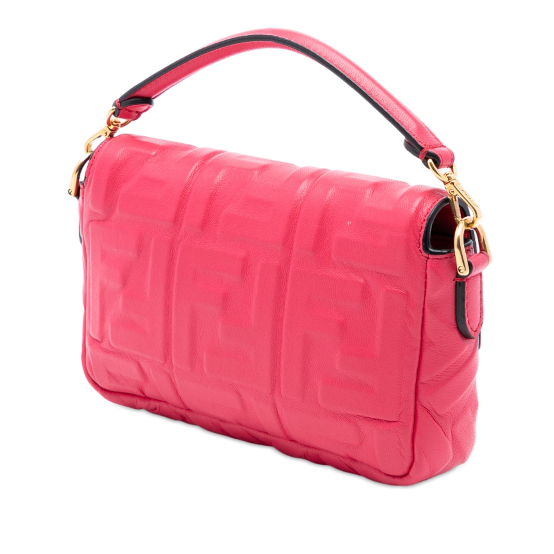 Fendi Mini Zucca Embossed Leather Baguette Satchel