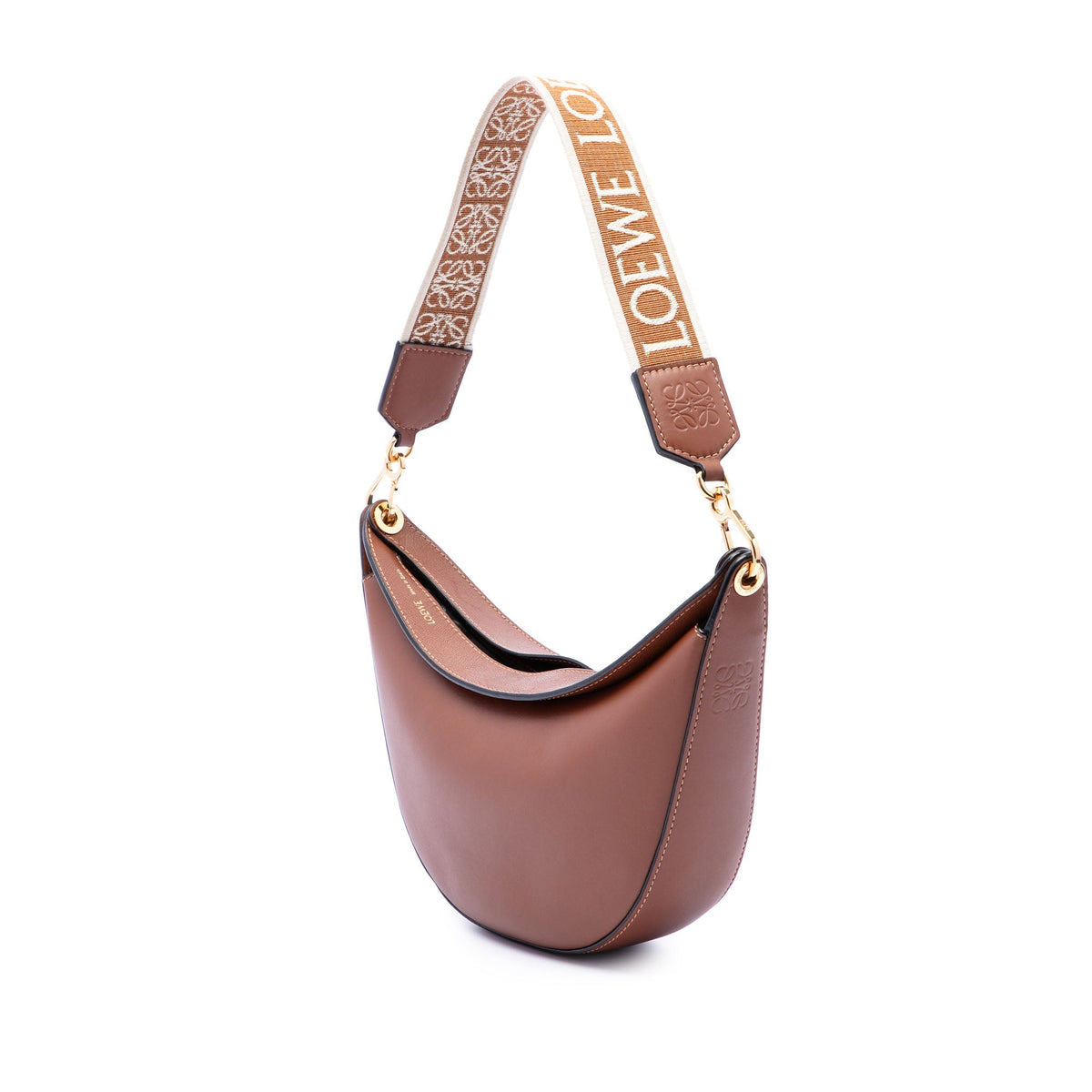 LOEWE Small Leather Luna Hobo — Brown