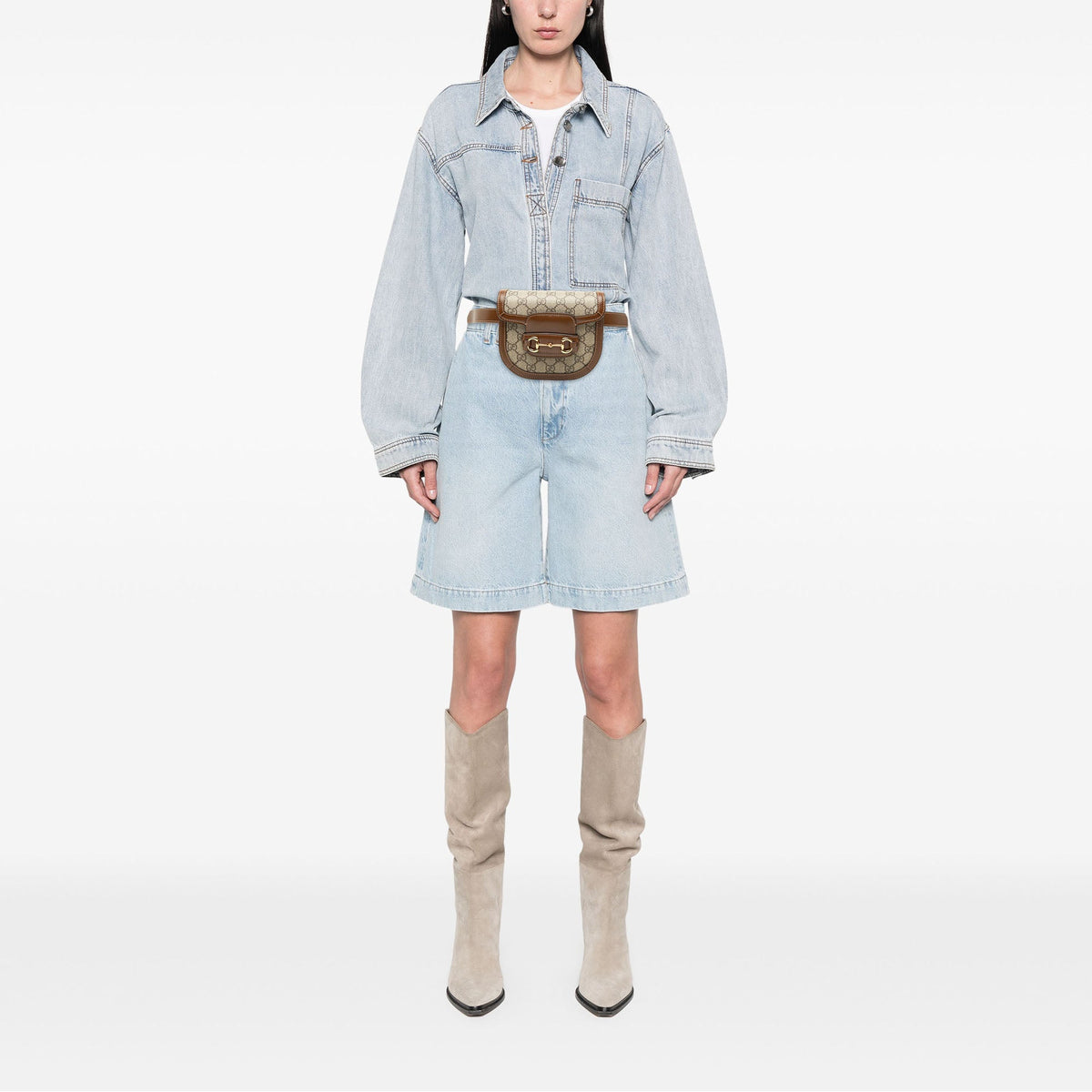 Gucci GG Supreme Horsebit 1955 Rounded Belt Bag