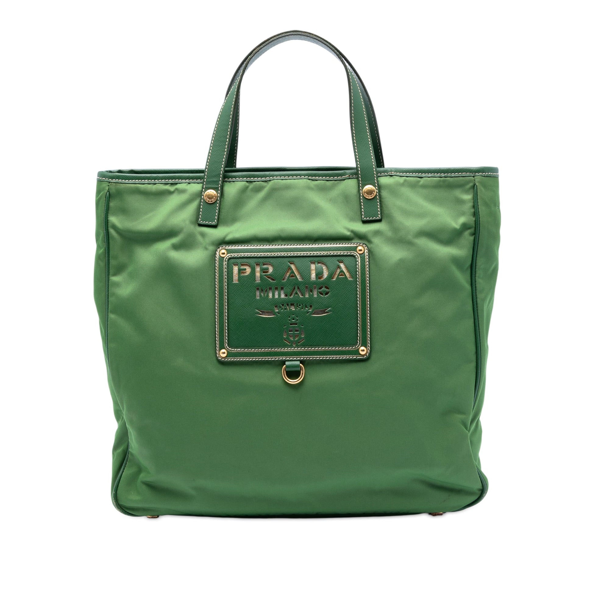 Prada Saffiano Trimmed Tessuto Logo Plate Convertible Tote