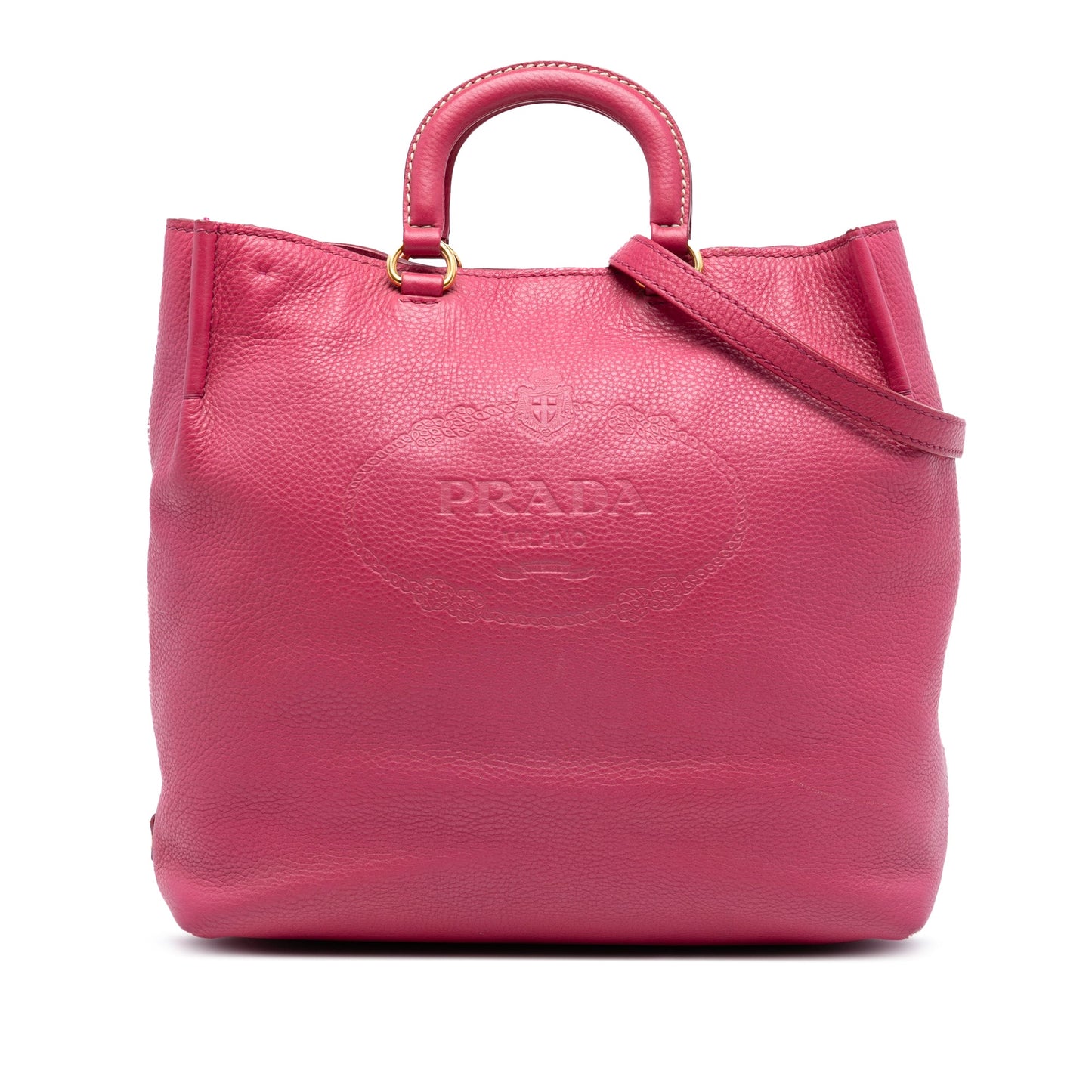 Prada Vitello Daino Embossed Canapa Logo Open Convertible Tote
