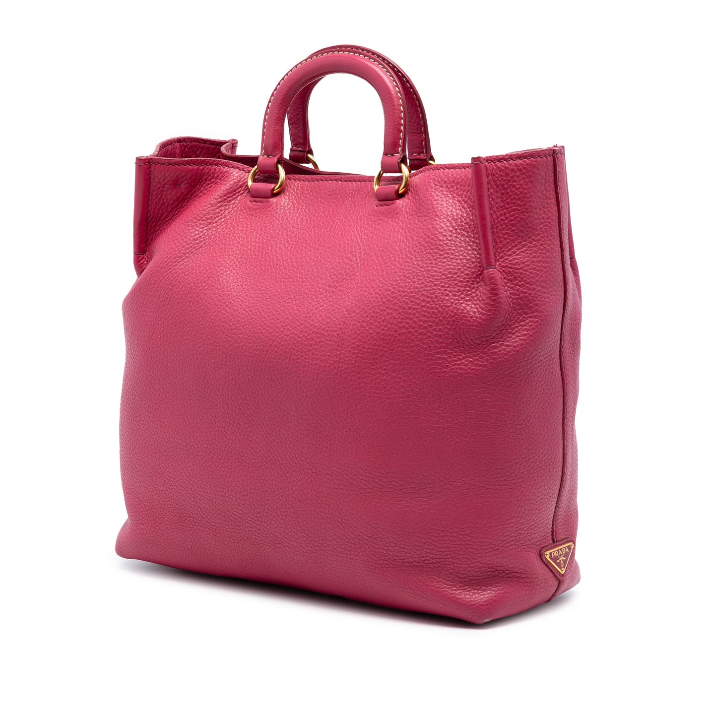 Prada Vitello Daino Embossed Canapa Logo Open Convertible Tote