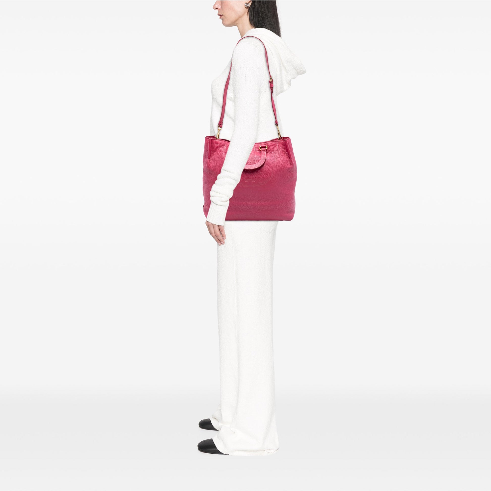 Prada Vitello Daino Embossed Canapa Logo Open Convertible Tote