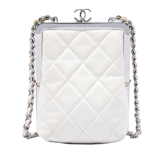 Chanel CC Quilted Acrylic and Lambskin Evening Clutch With Chain