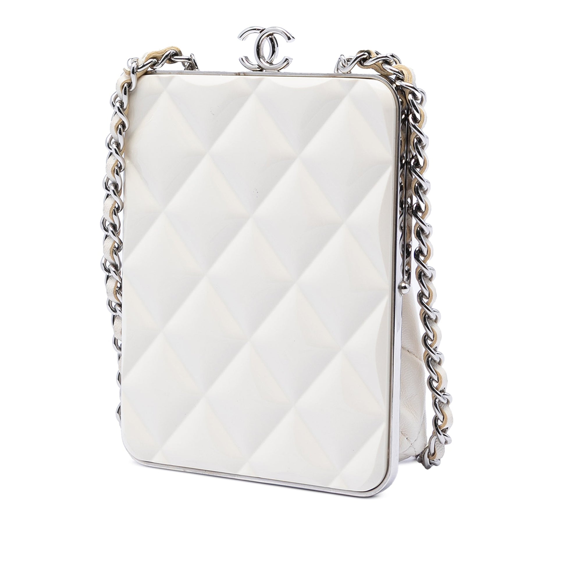 Chanel CC Quilted Acrylic and Lambskin Evening Clutch With Chain