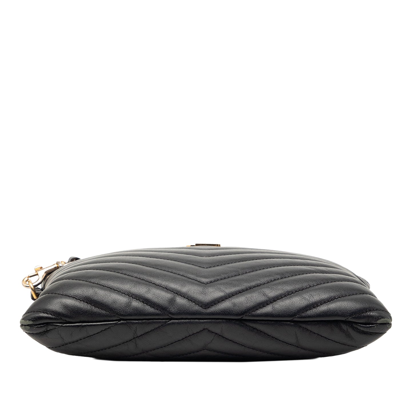 Chevron Leather Monogram Zip A5 Wristlet Pouch