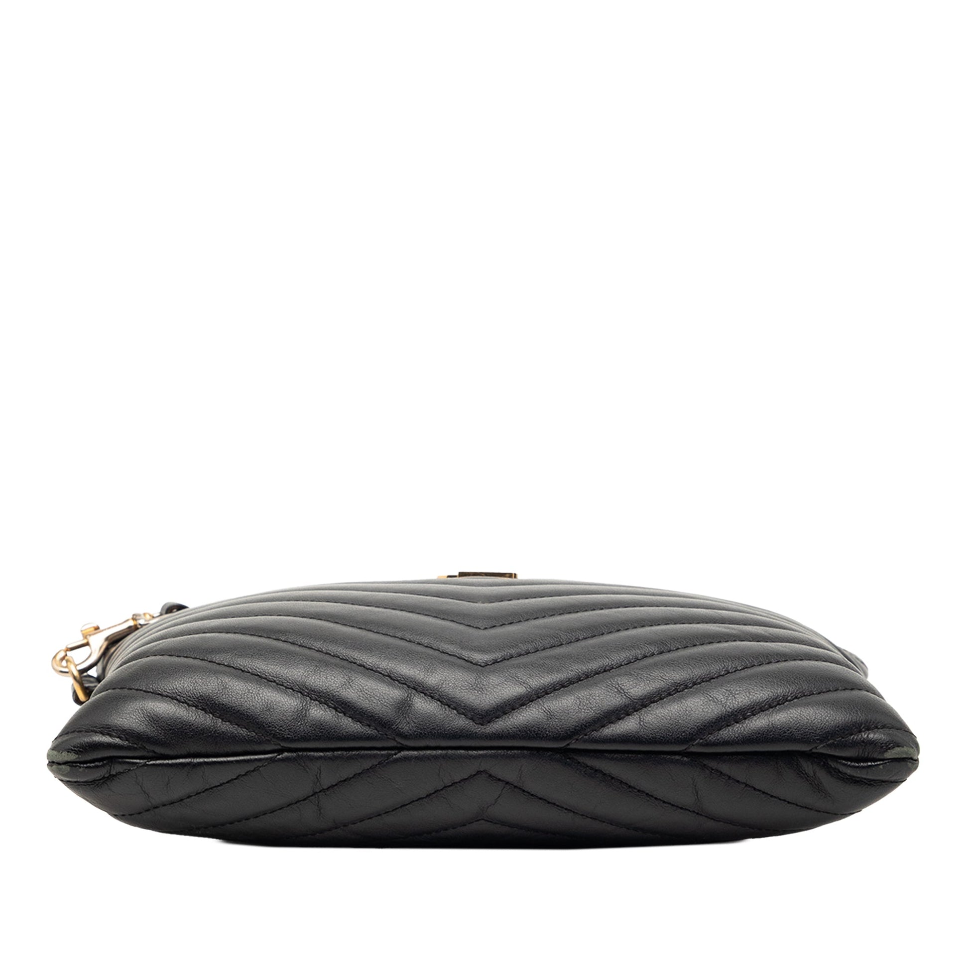 Chevron Leather Monogram Zip A5 Wristlet Pouch