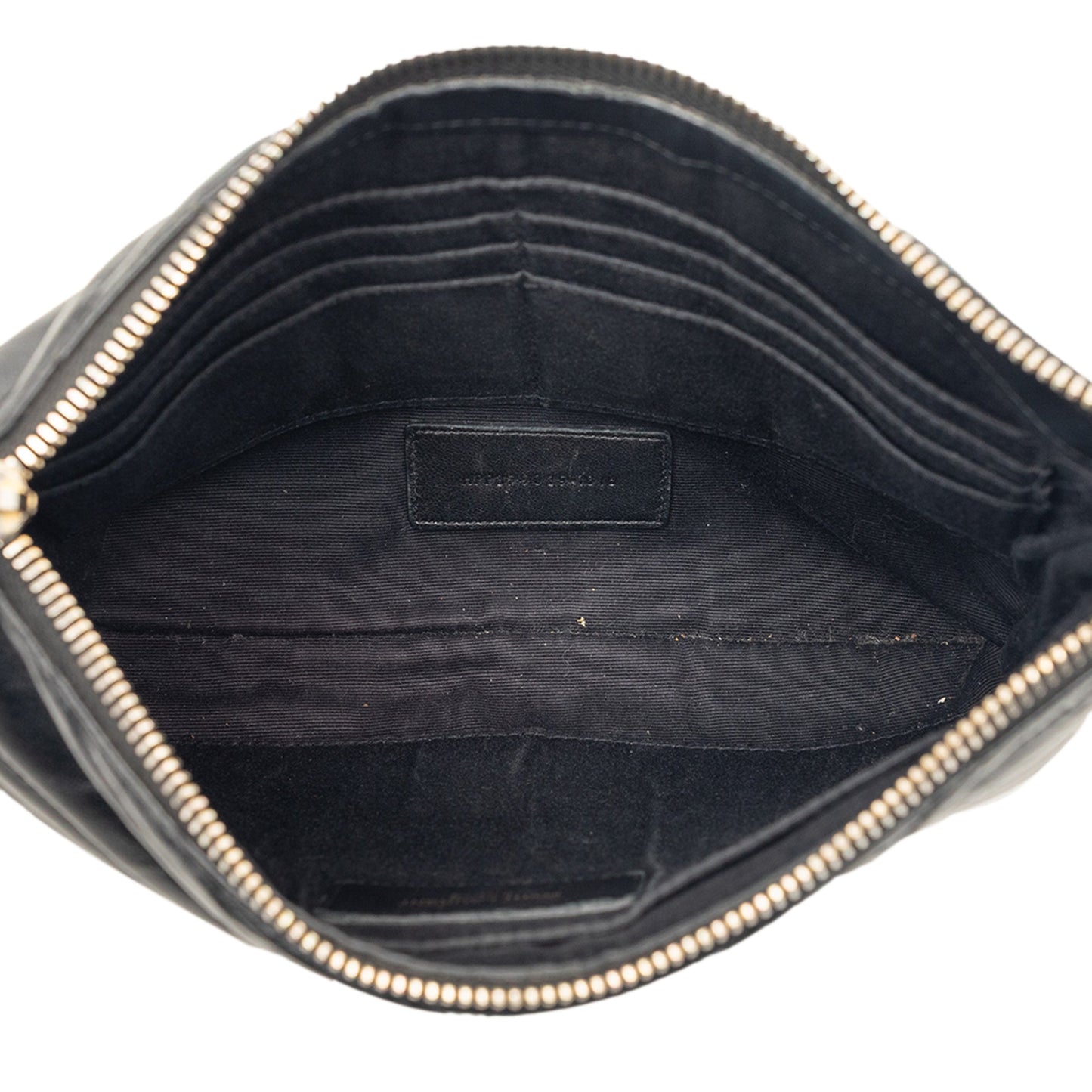 Chevron Leather Monogram Zip A5 Wristlet Pouch