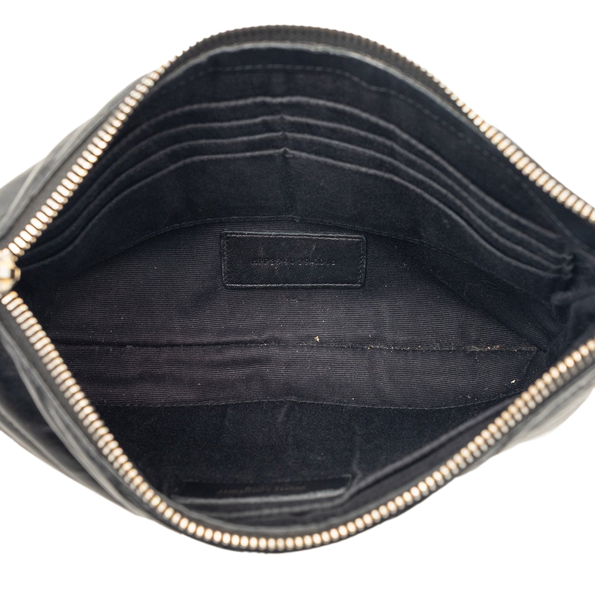 Chevron Leather Monogram Zip A5 Wristlet Pouch