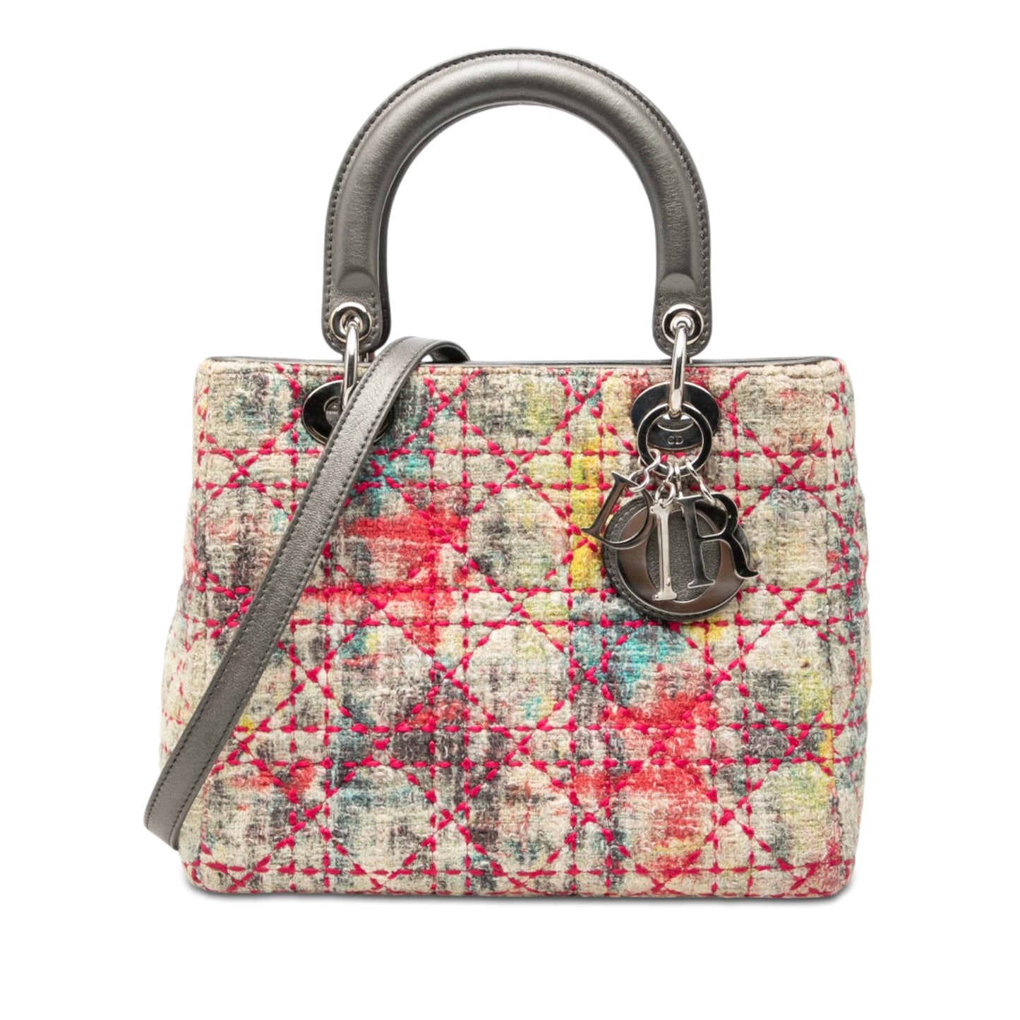 Dior Medium Multicolor Tweed Cannage Lady Dior