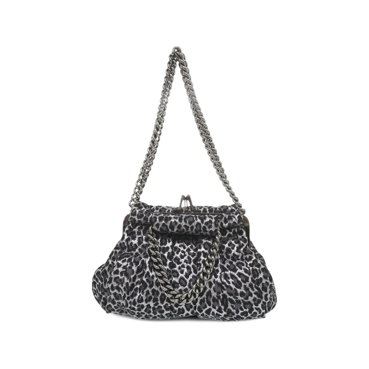 Christian Louboutin Canvas Leopard Print High Heels Shoulder Bag — Gray