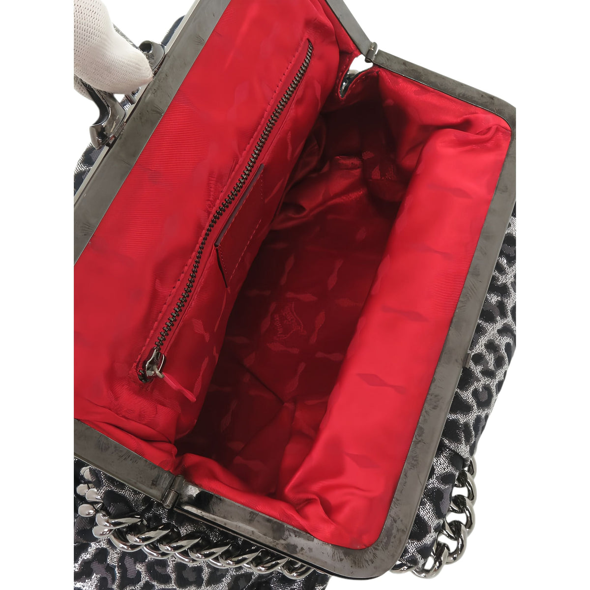 Christian Louboutin Canvas Leopard Print High Heels Shoulder Bag — Gray