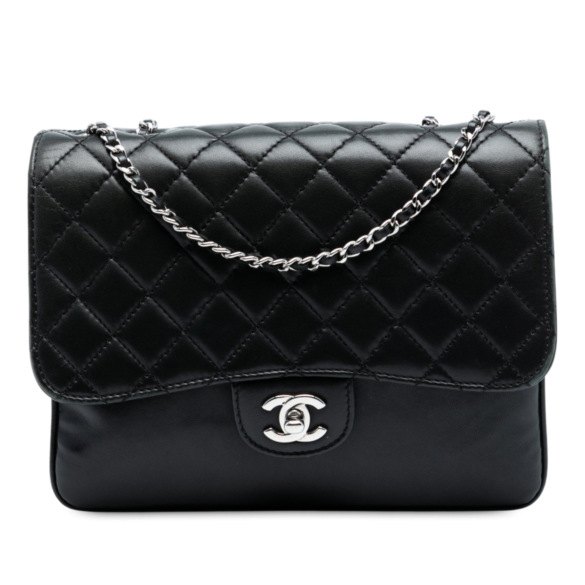 Chanel Medium Quilted Lambskin Clams Pocket Accordion Flap