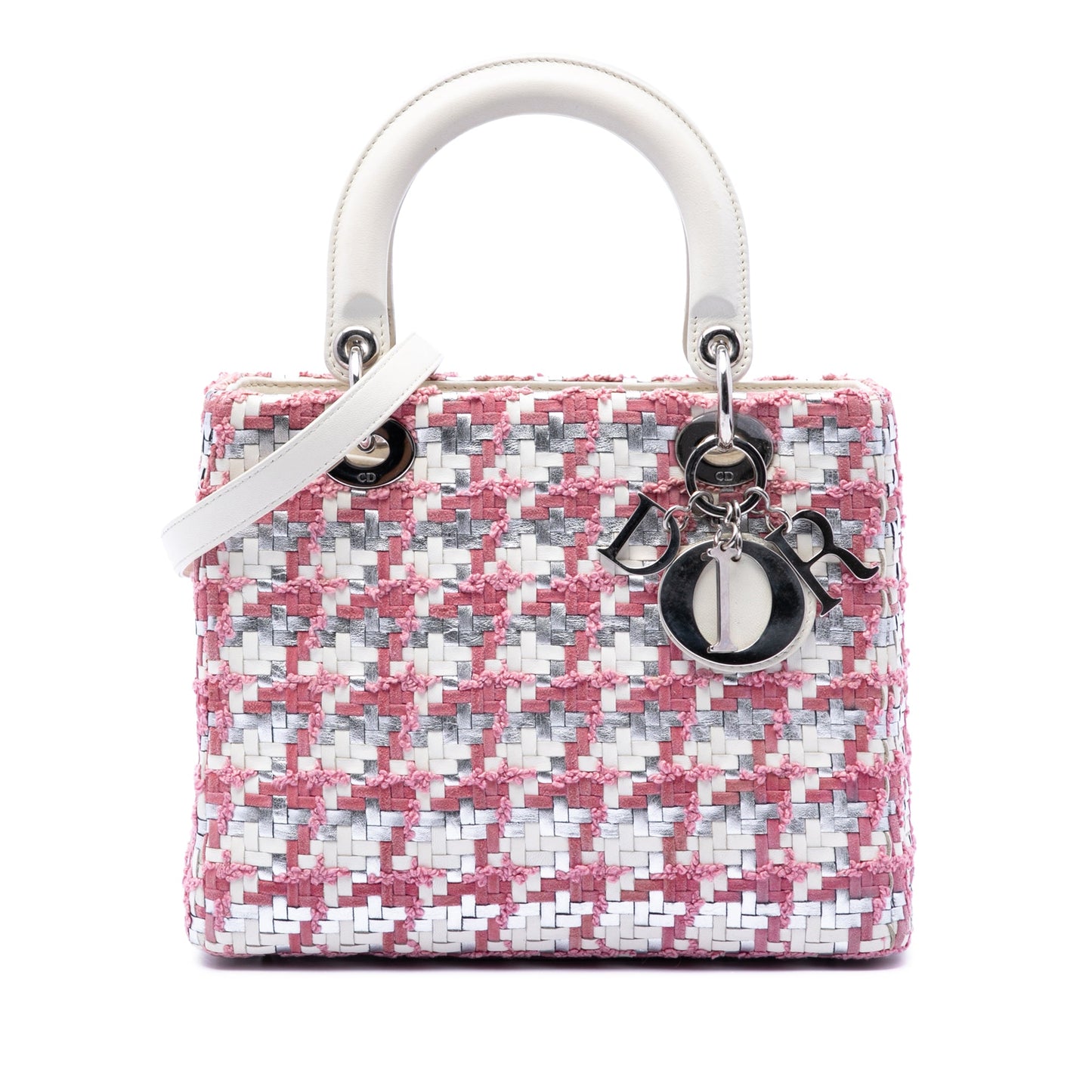 Dior Medium Lambskin And Tweed Lady Dior