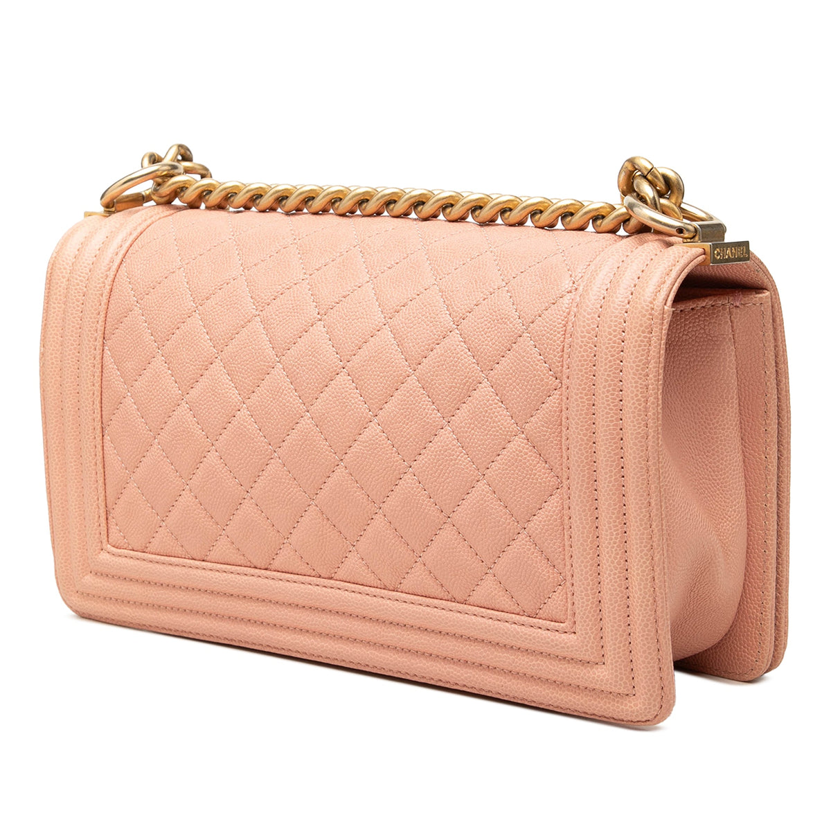 Chanel Old Medium Quilted Caviar Boy Flap — Pink