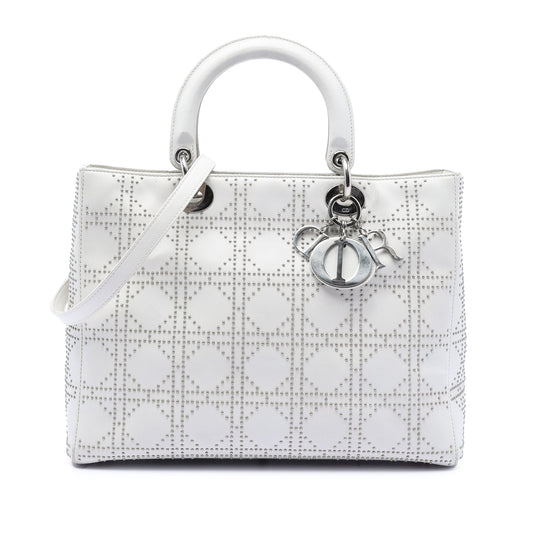 Dior Large Calfskin Cannage Studded Lady Dior