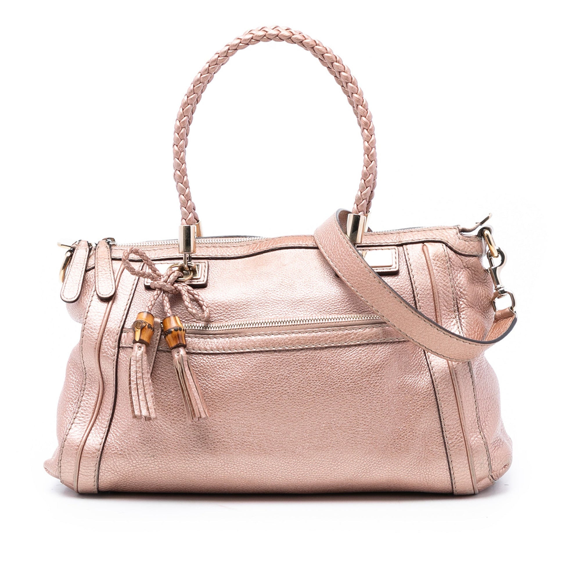 Gucci Metallic Pebbled Calfskin Bella Satchel