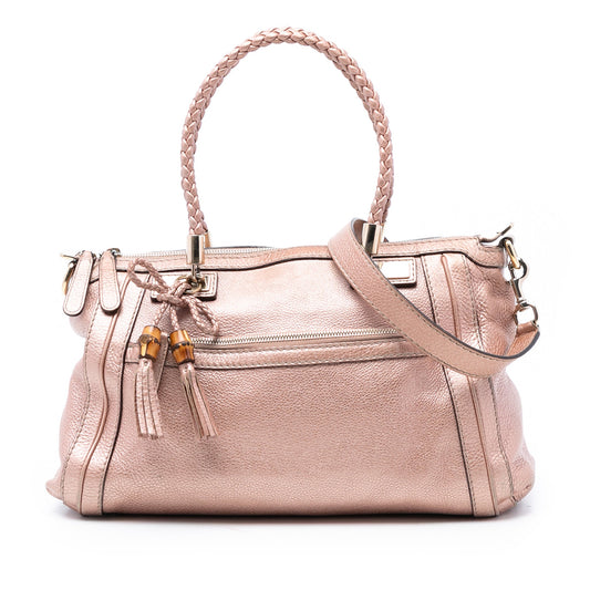 Gucci Metallic Pebbled Calfskin Bella Satchel