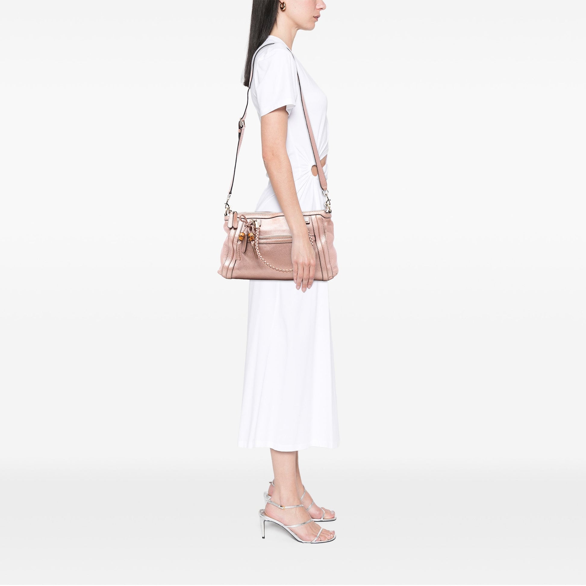 Gucci Metallic Pebbled Calfskin Bella Satchel