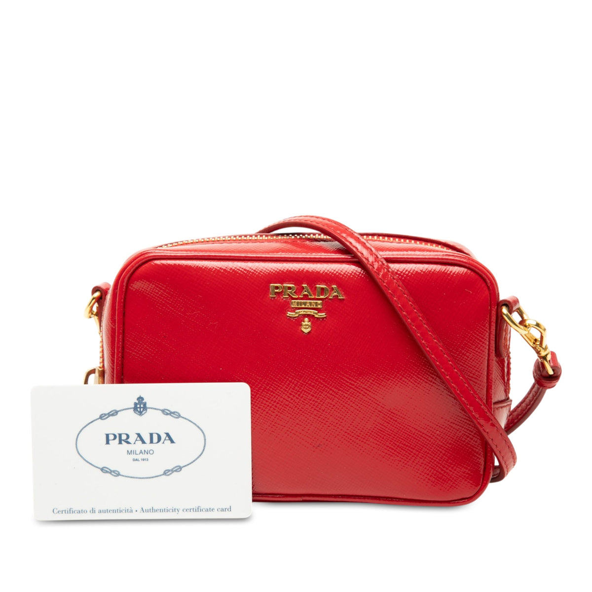 Prada Mini Saffiano Vernice Camera Bag