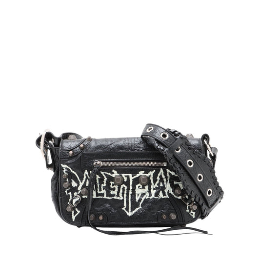 Balenciaga XS Lambskin Motocross Graffiti Le Cagole Flap Crossbody