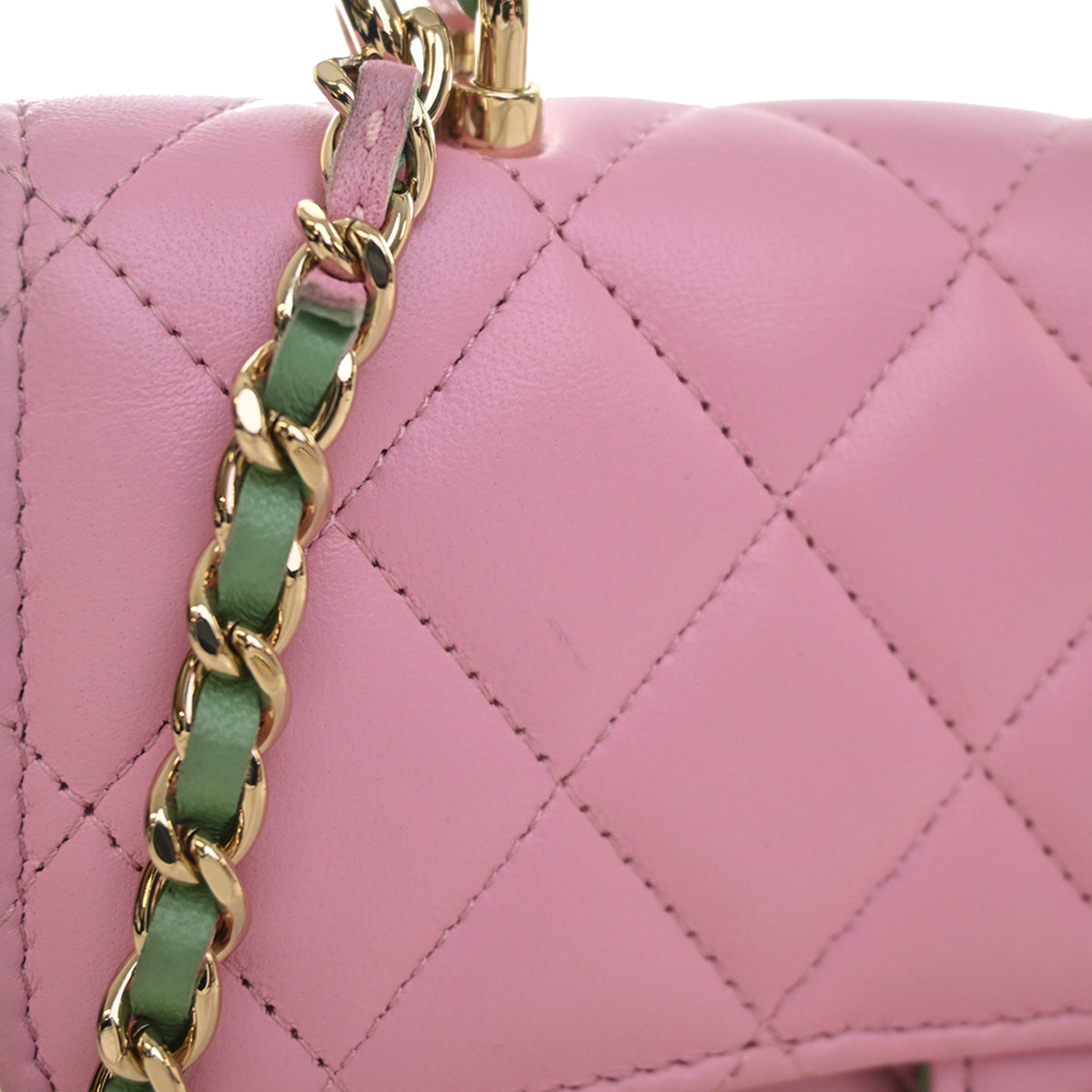 Chanel CC Quilted Lambskin Top Handle Phone Holder with Chain