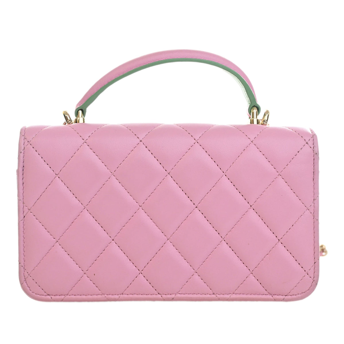 Chanel CC Quilted Lambskin Top Handle Phone Holder with Chain