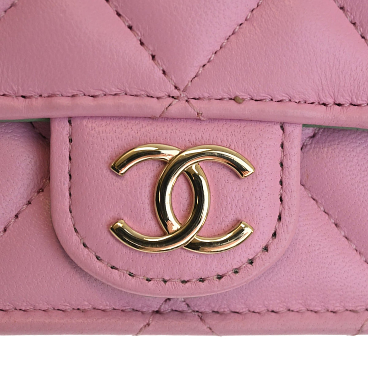 Chanel CC Quilted Lambskin Top Handle Phone Holder with Chain