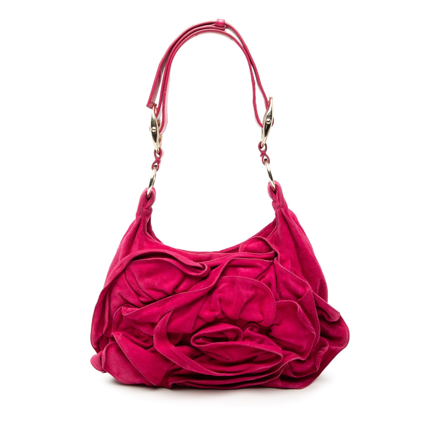 Saint Laurent Suede Nadja Rose Shoulder Bag