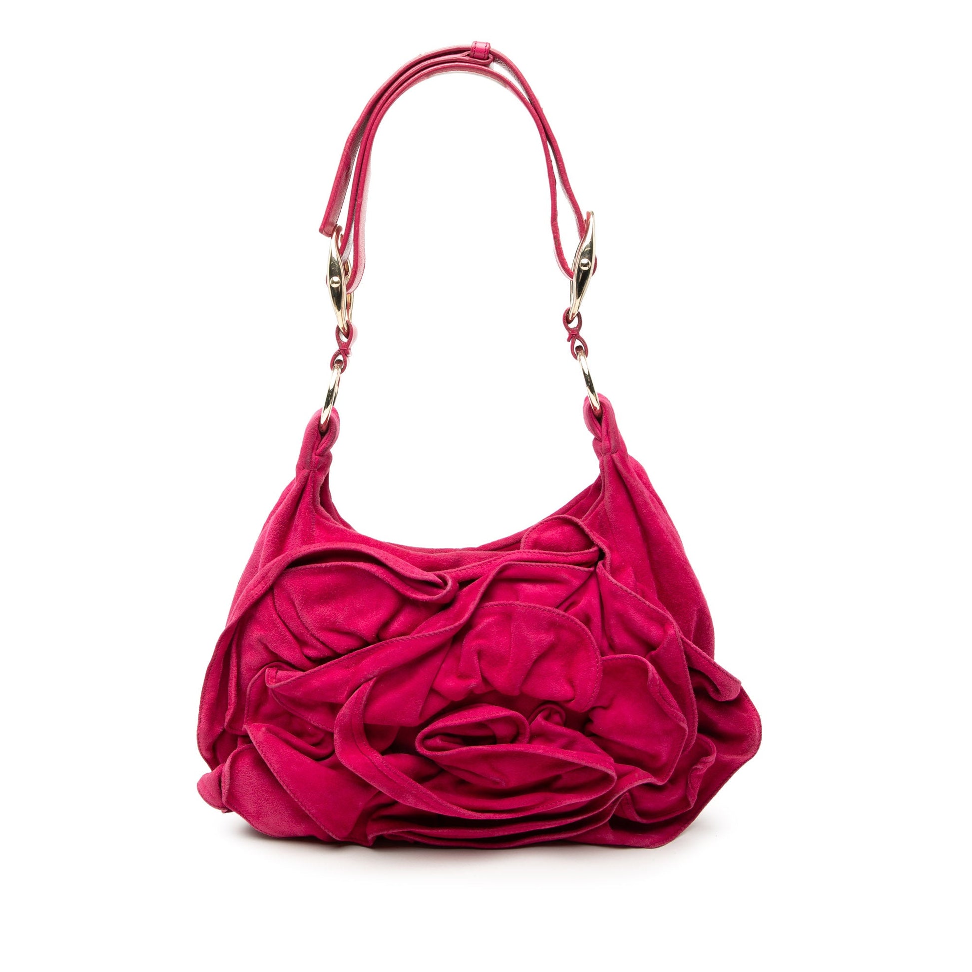 Saint Laurent Suede Nadja Rose Shoulder Bag