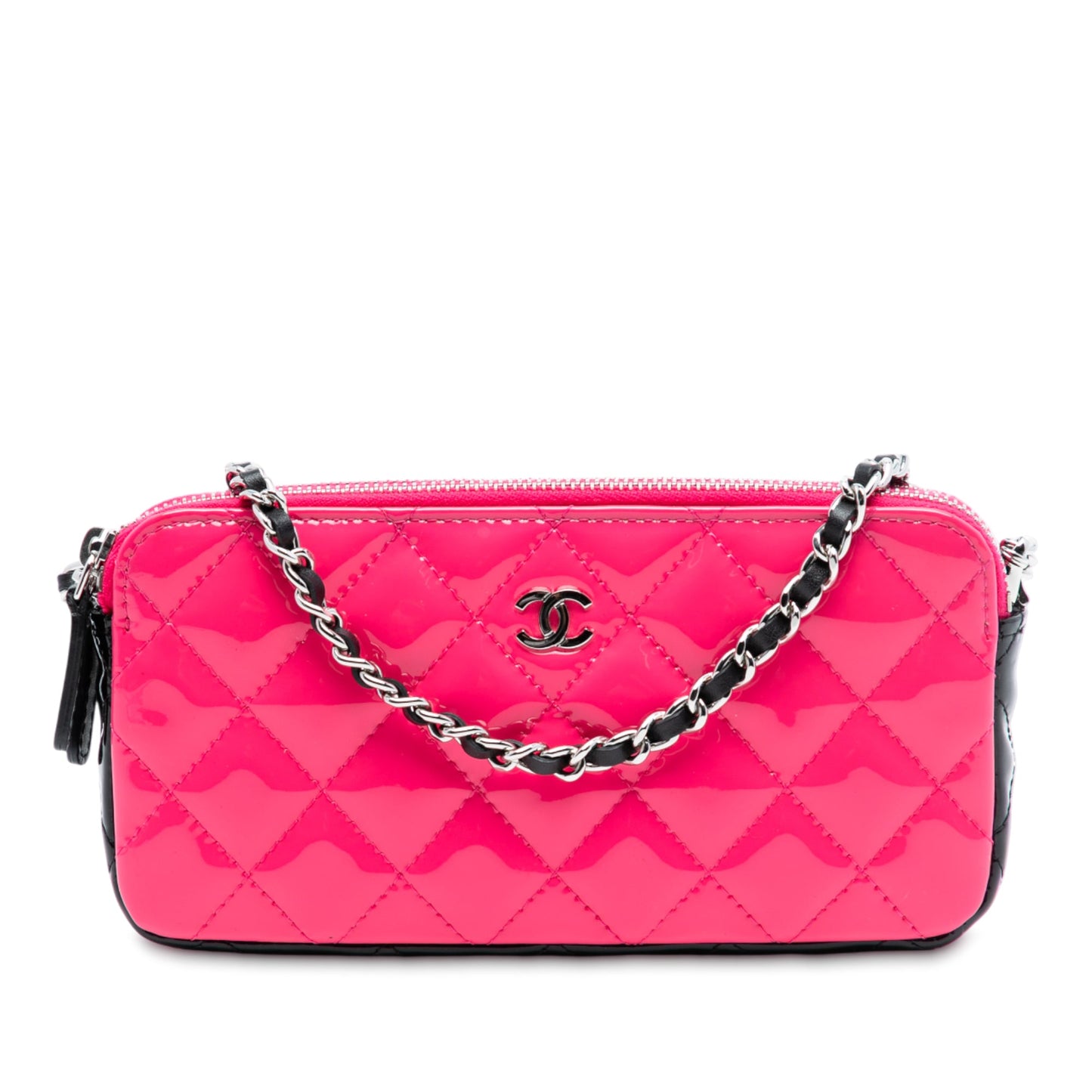 Chanel Bicolor Patent Double Zip Wallet on Chain