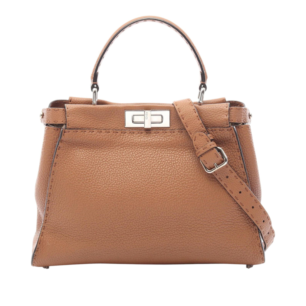 Fendi Medium Leather Selleria Peekaboo Iconic Satchel — Brown