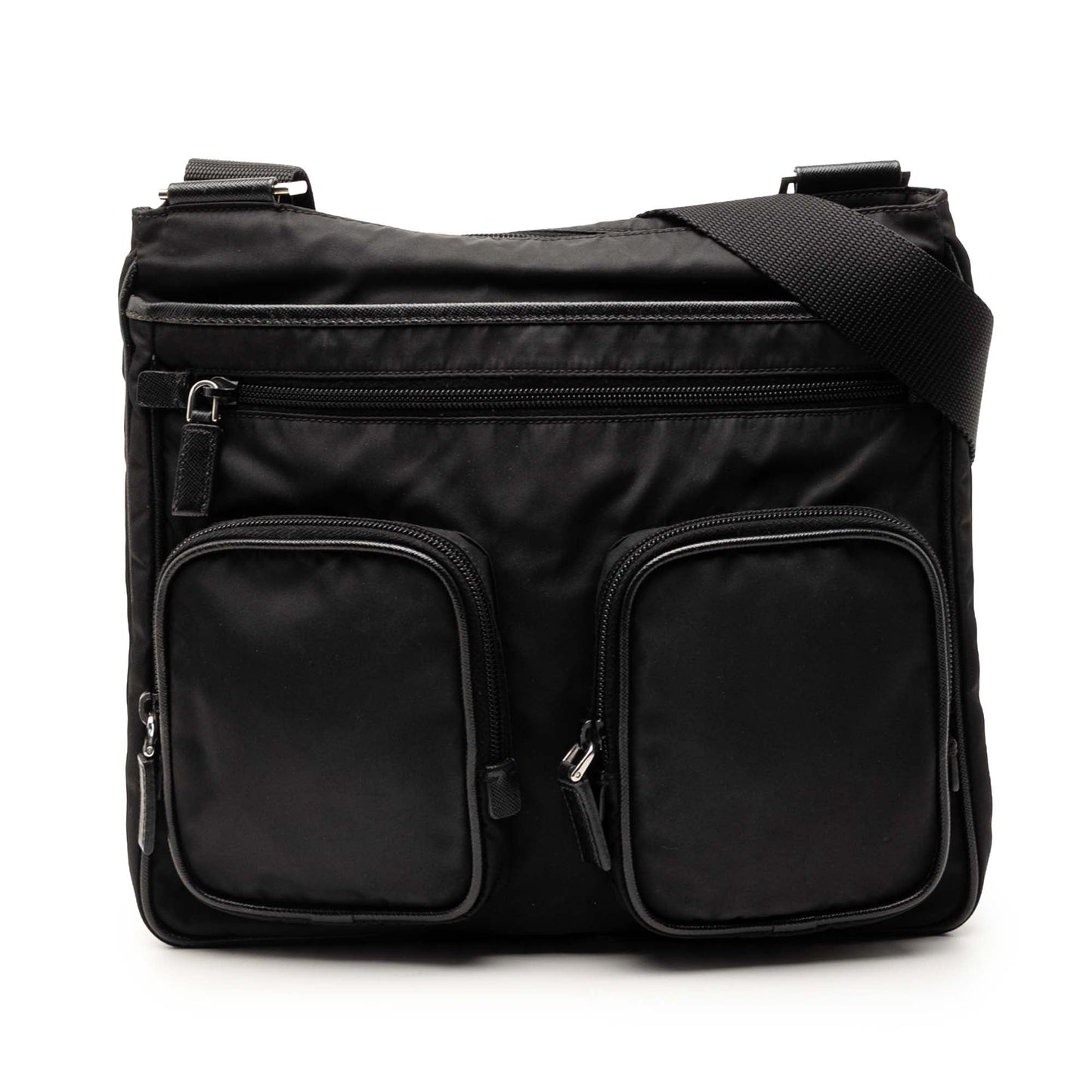 Saffiano Trimmed Tessuto Zip Top Crossbody