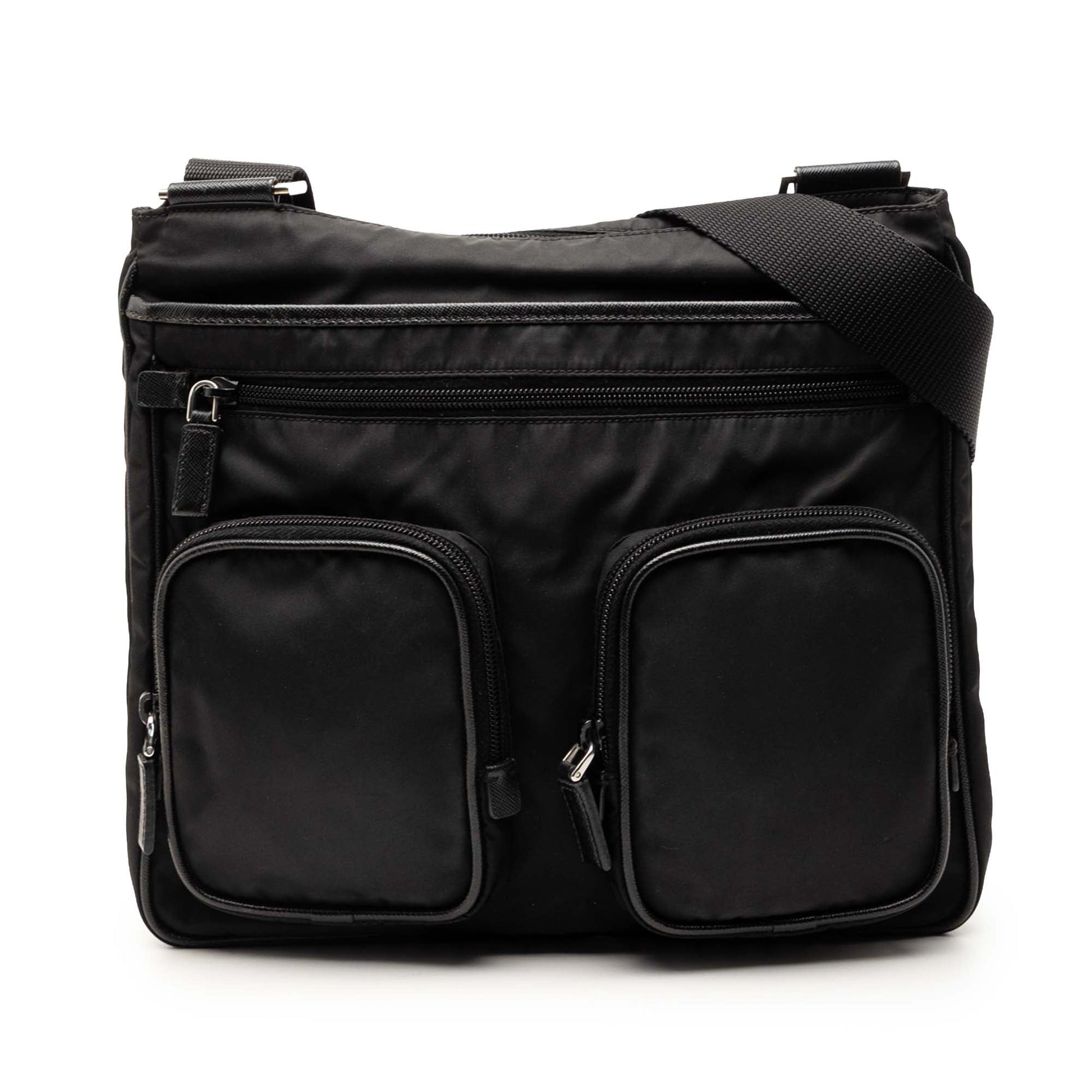 Saffiano Trimmed Tessuto Zip Top Crossbody