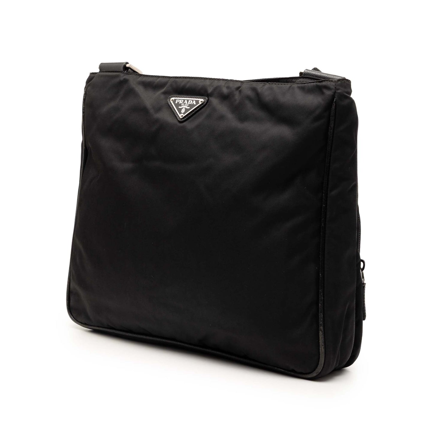 Saffiano Trimmed Tessuto Zip Top Crossbody