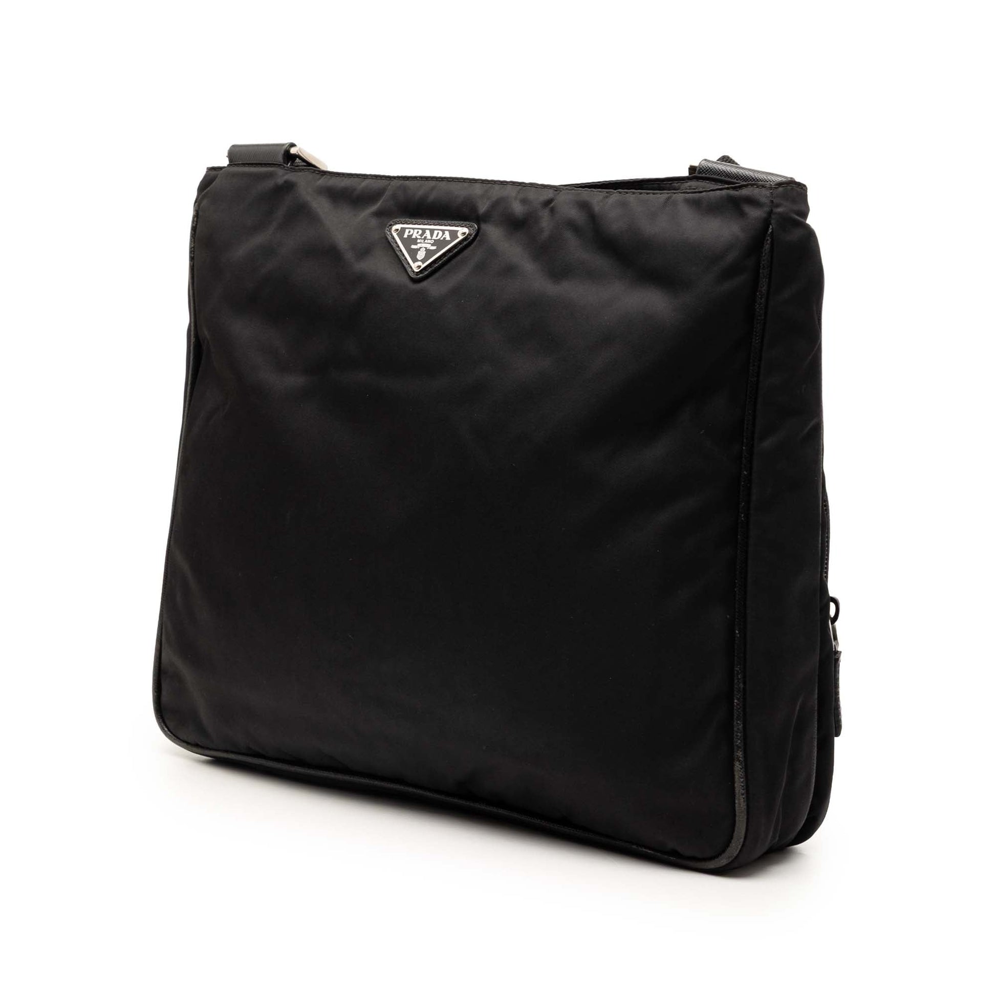 Saffiano Trimmed Tessuto Zip Top Crossbody