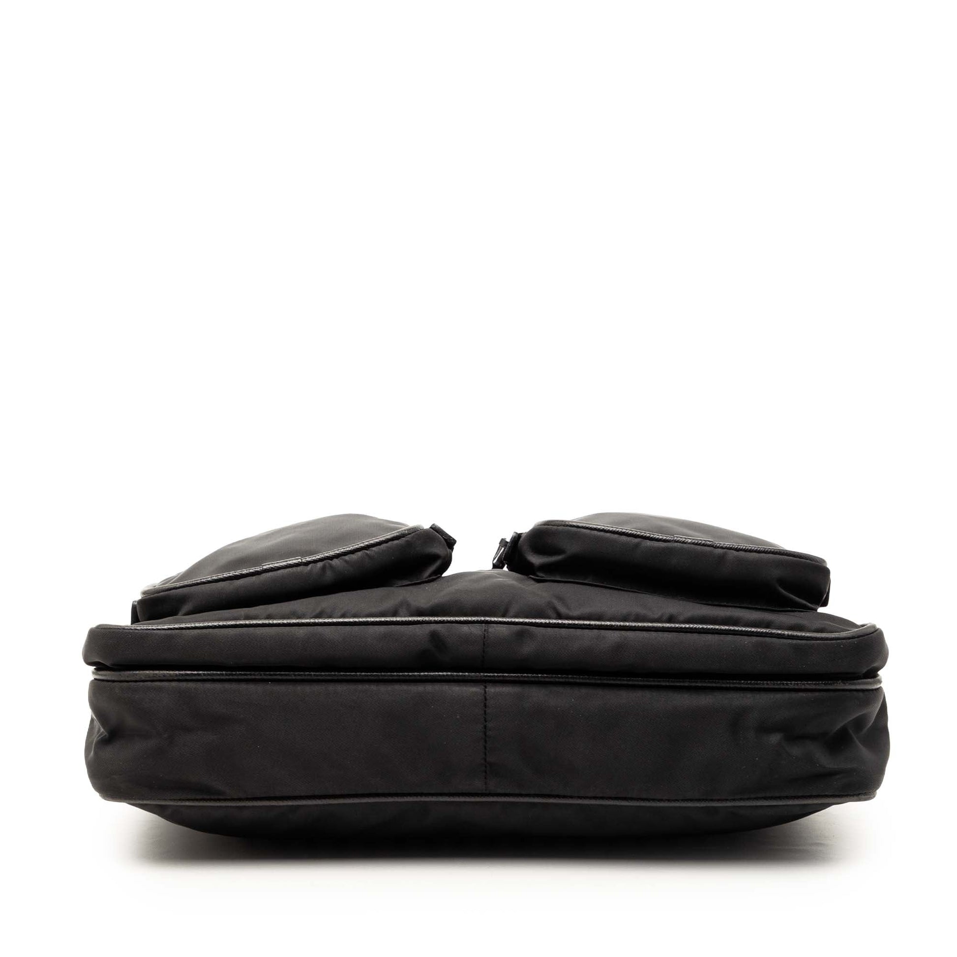 Saffiano Trimmed Tessuto Zip Top Crossbody