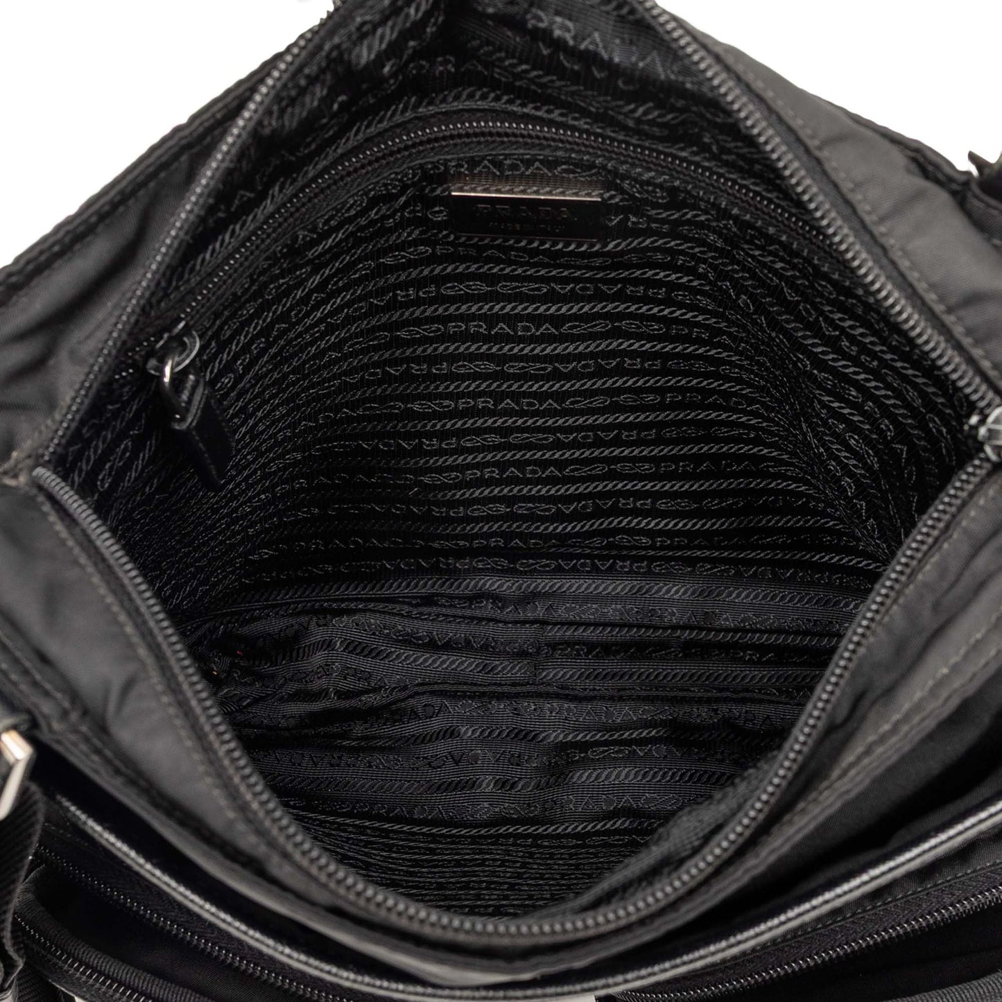 Saffiano Trimmed Tessuto Zip Top Crossbody