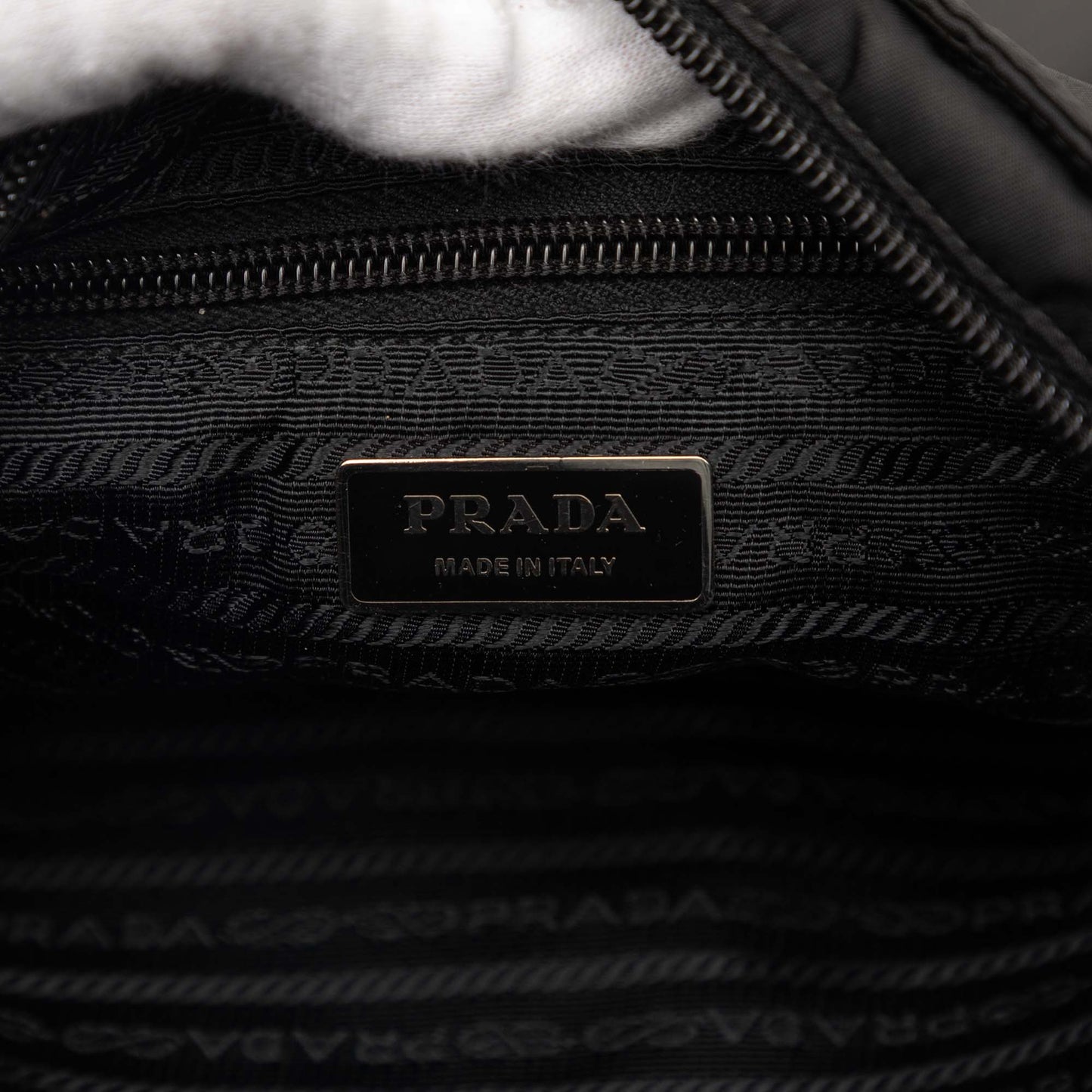 Saffiano Trimmed Tessuto Zip Top Crossbody