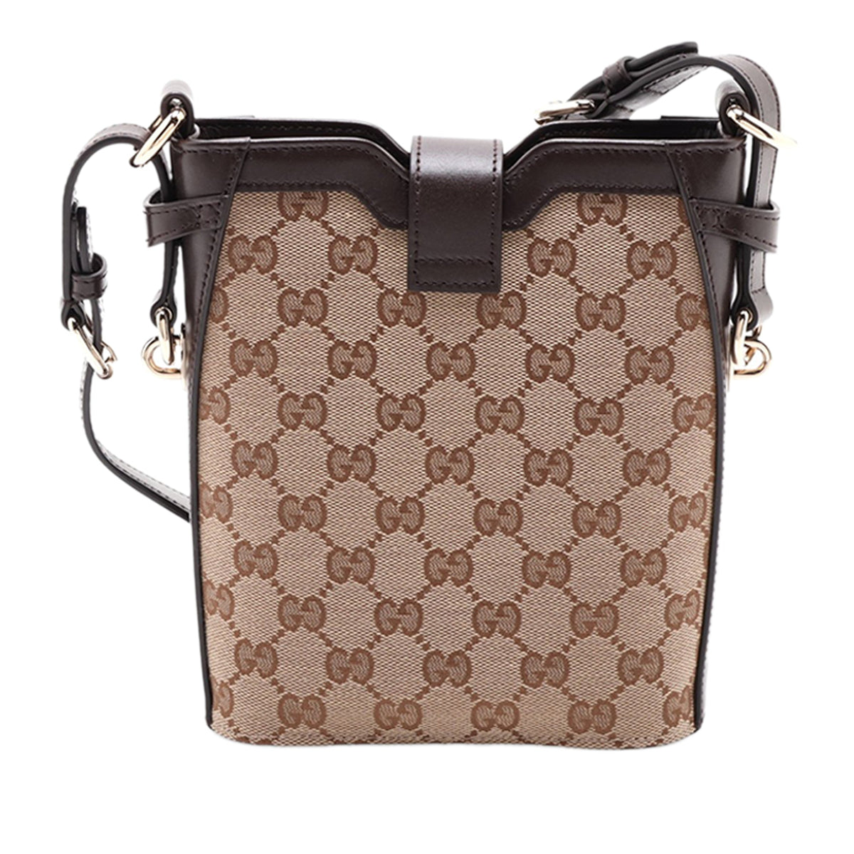 Gucci Mini GG Canvas Web Bucket Bag — Beige